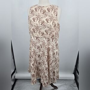 Myrtlewood Of California Illustrated Flapper Print On Cream Dress 1X (6587)